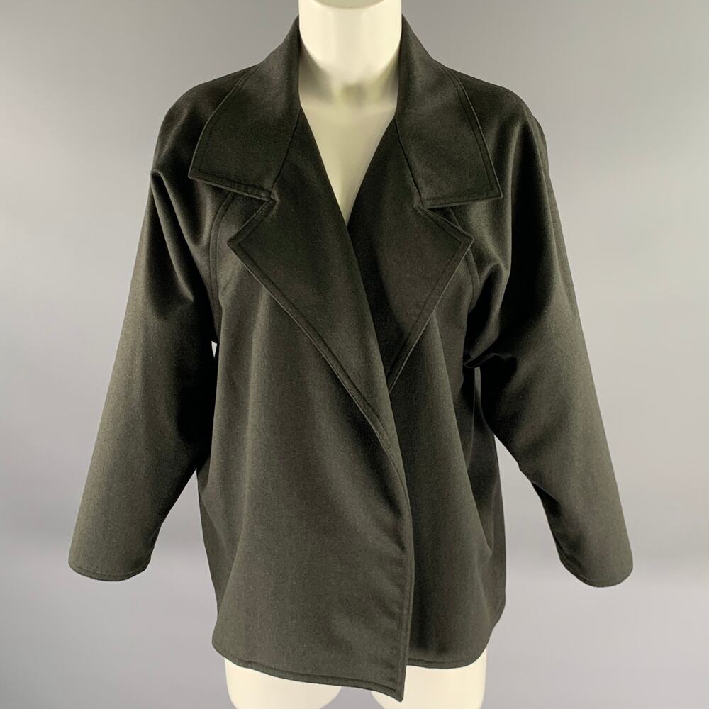 ZORAN Size M Green Olive Wool Angora Wide Notch Collar Cardigan
